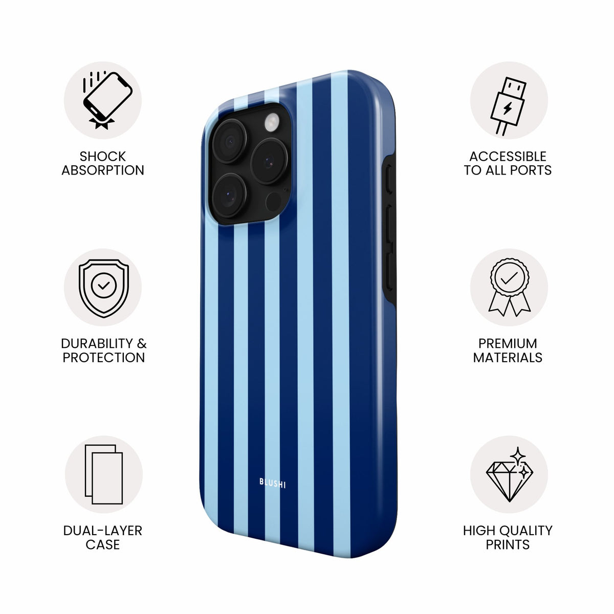 Navy & Blue Striped Phone Case