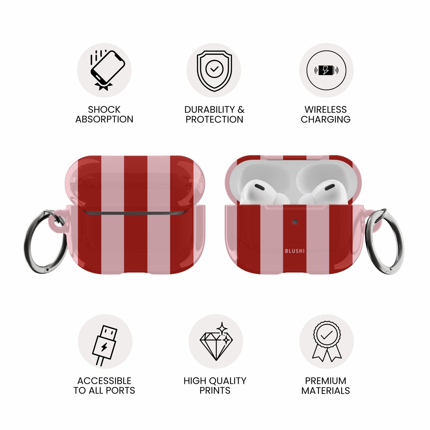 Pink & Red Stripes AirPods Case