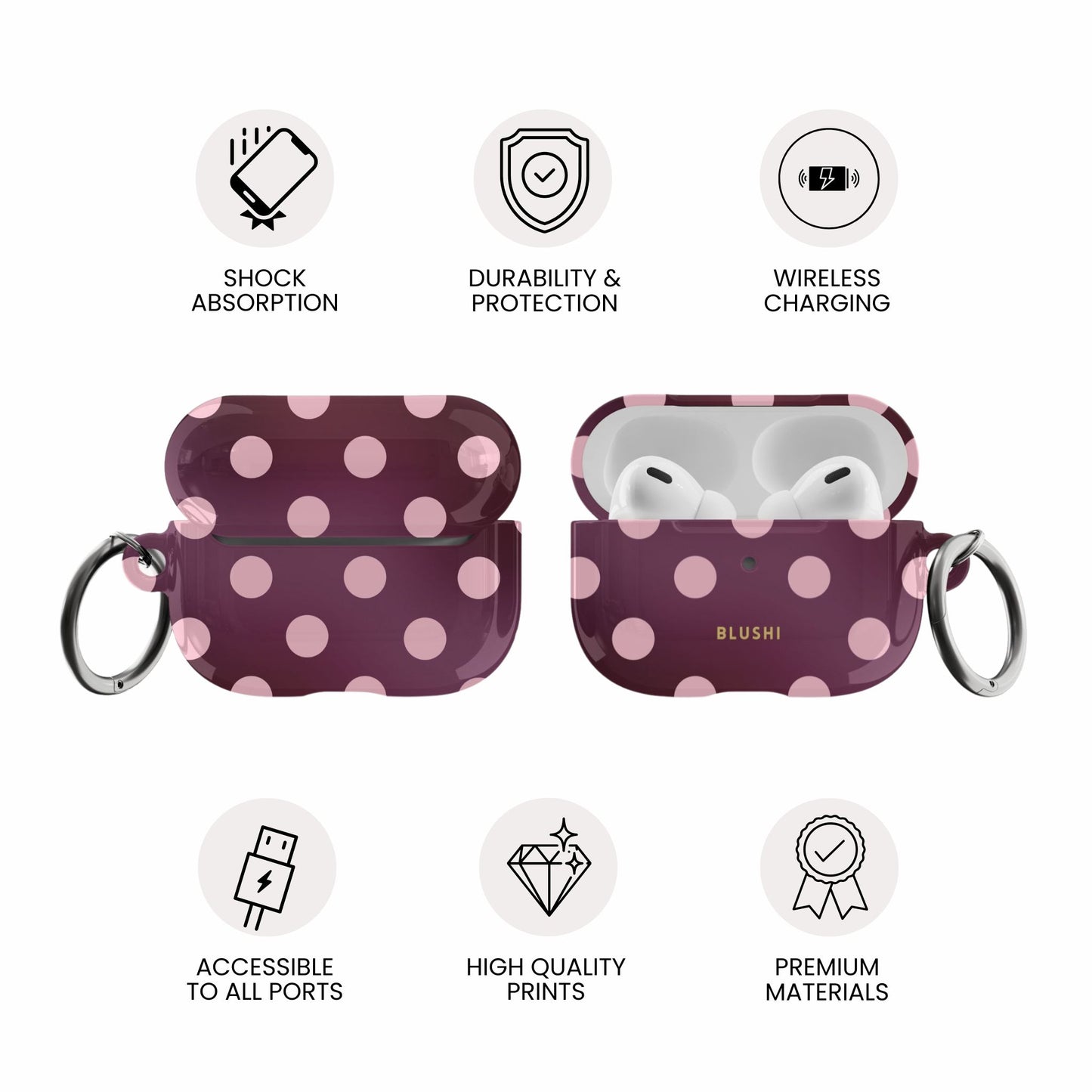 Polka Dot Aura Burgundy & Pink⎪AirPods Case