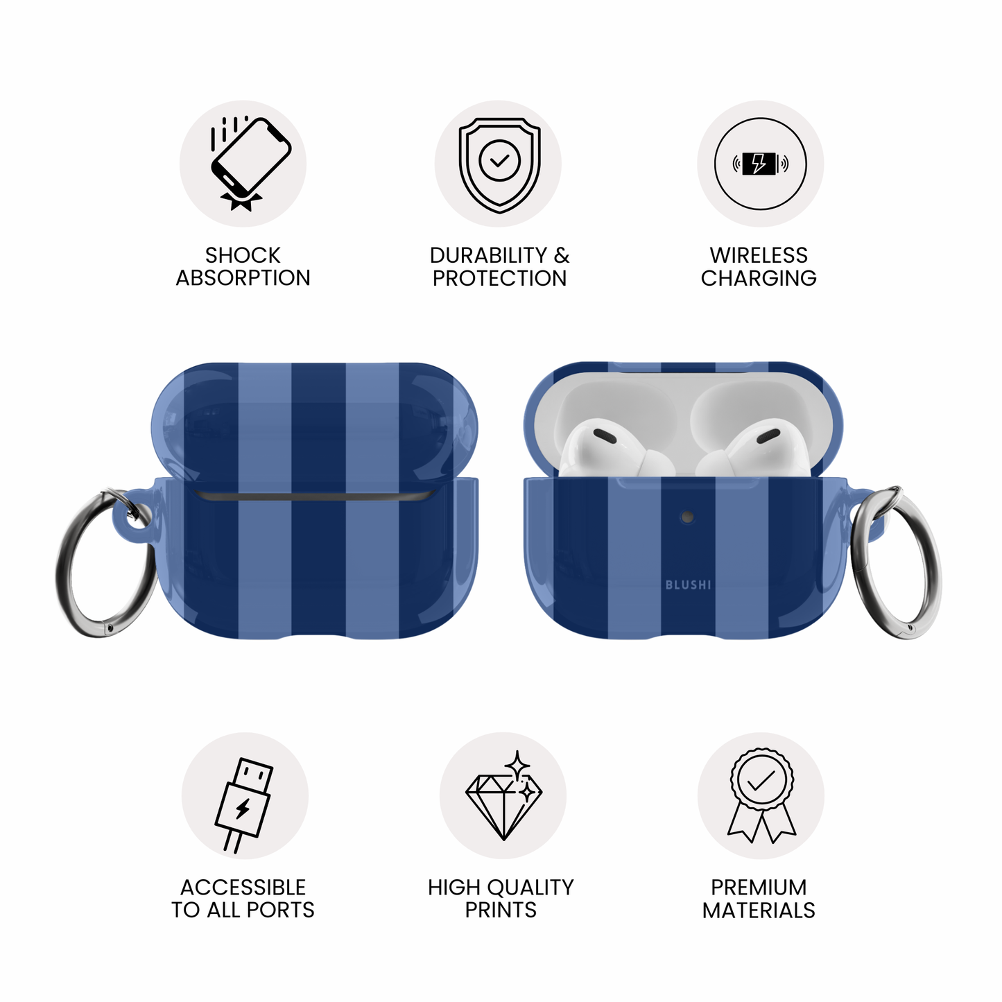 Blue & Navy Stripes AirPods Case