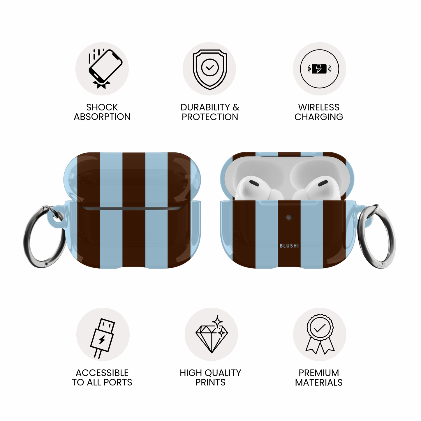 Brown & Blue Stripes AirPods Case