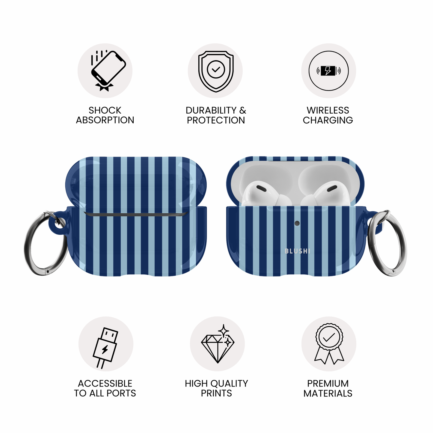 Navy & Blue Stripes AirPods Case