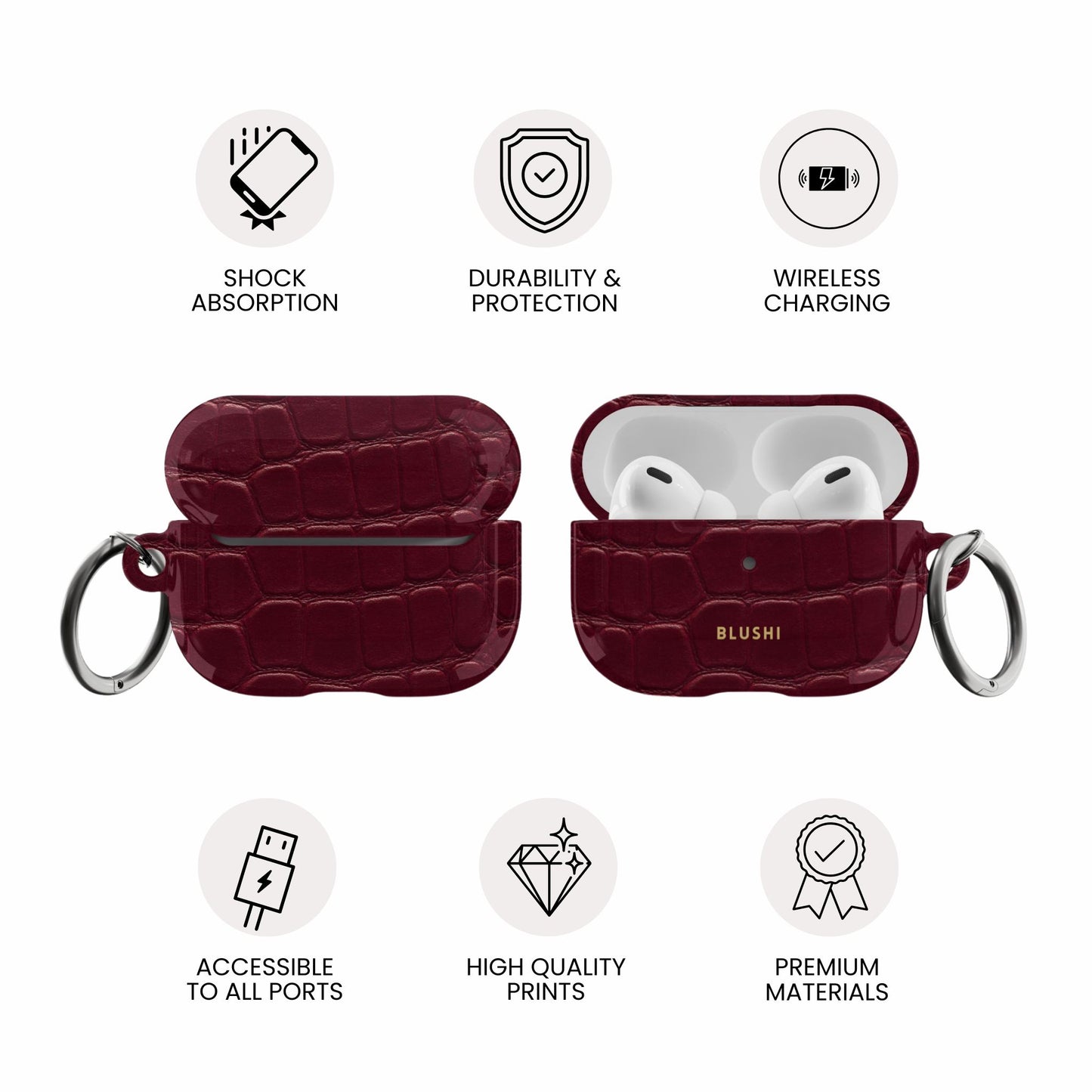 Burgundy Croco AirPods Case