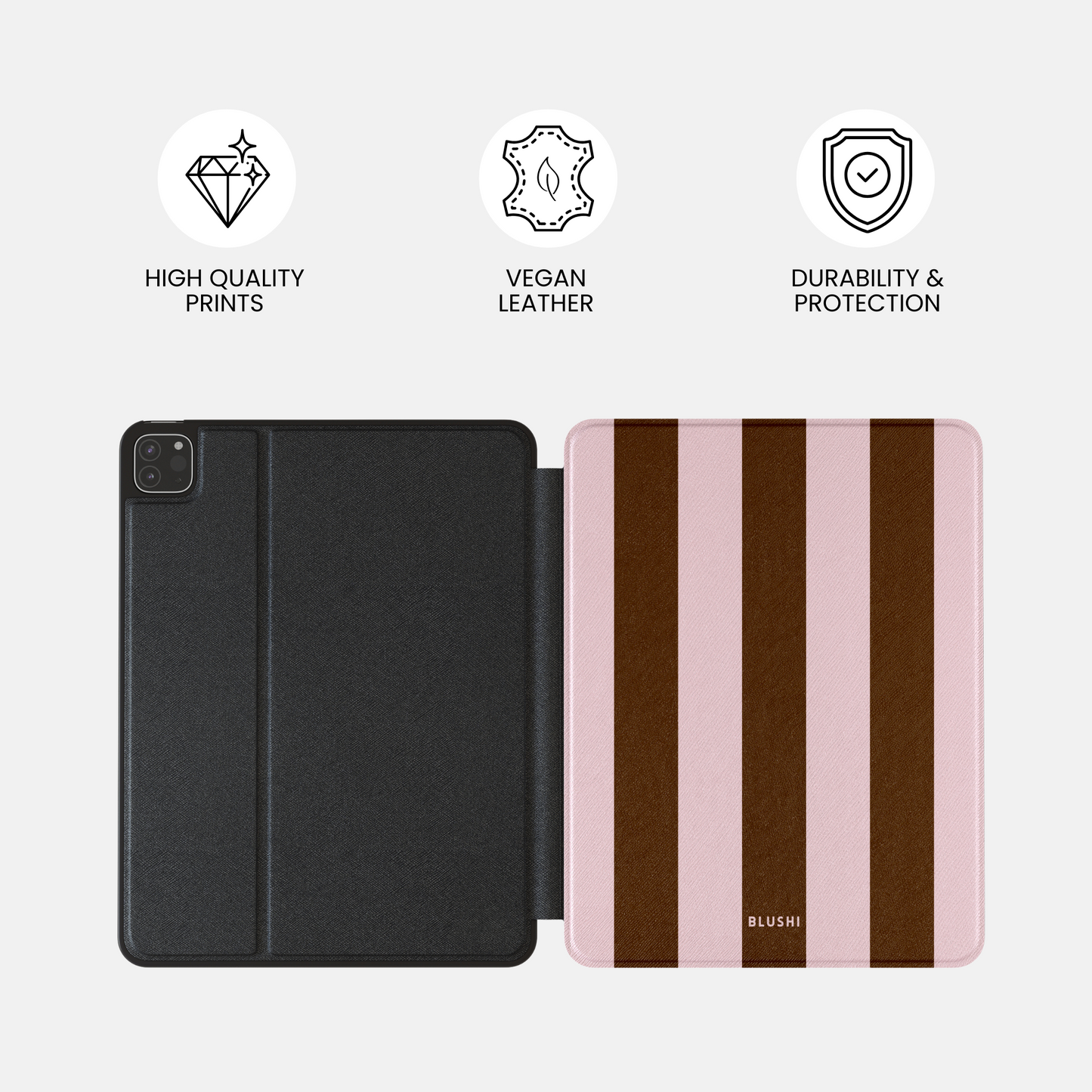 Mocha Blush Stripes - iPad Case