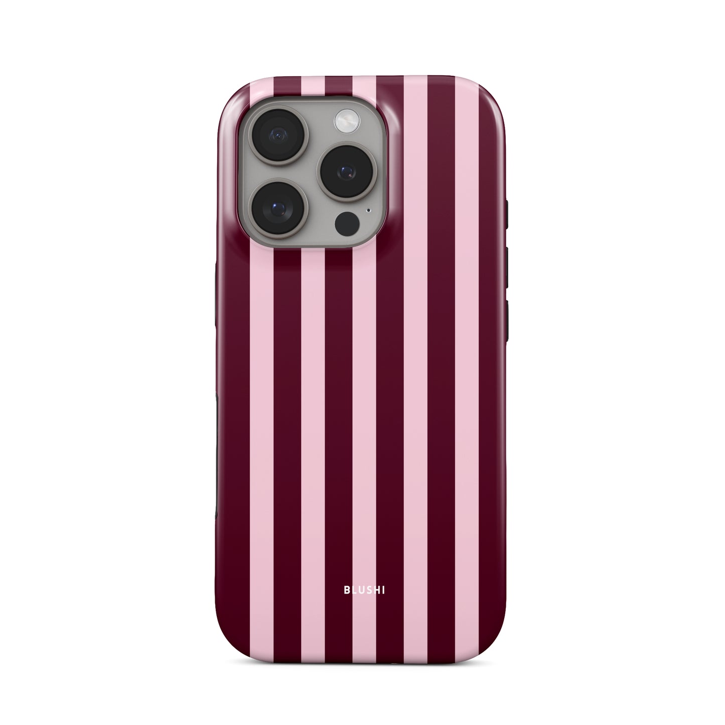 burgundy and pink striped iphone 16 pro case