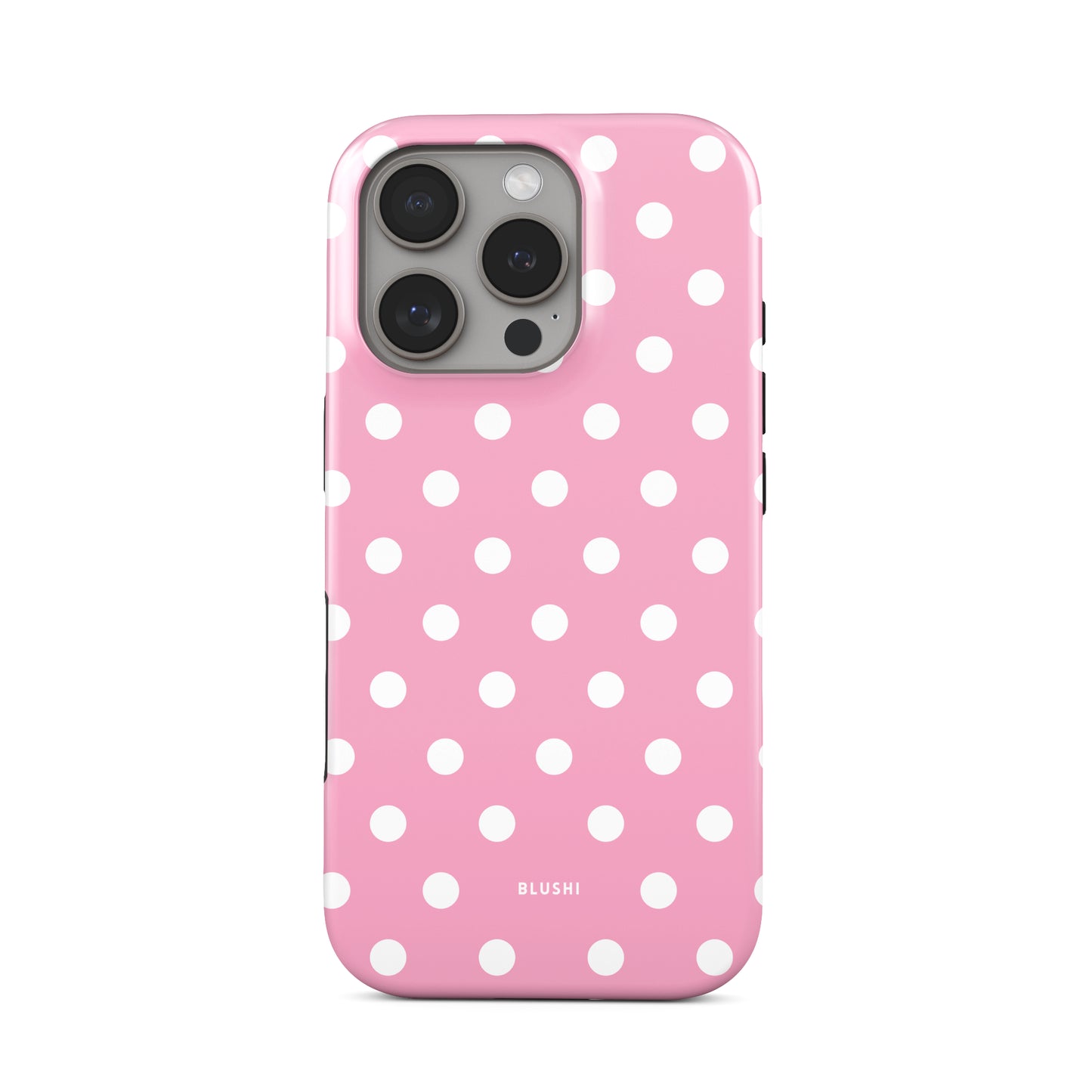 Pink and White Polka Dot iPhone 16 pro Case