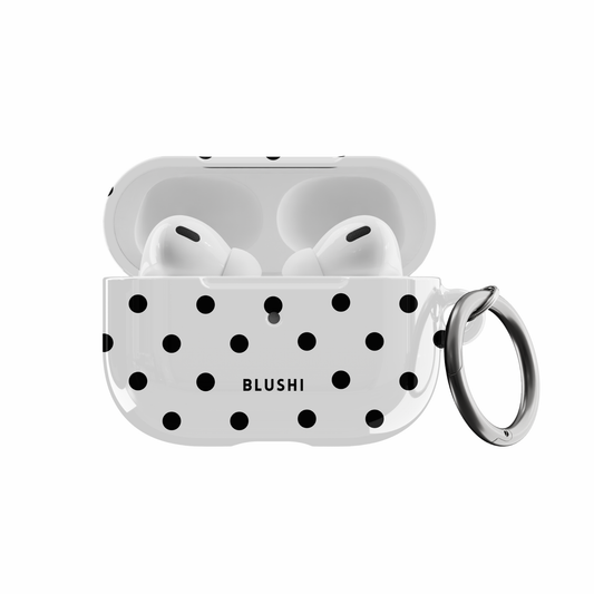 White & Black Polka Dots AirPods Case