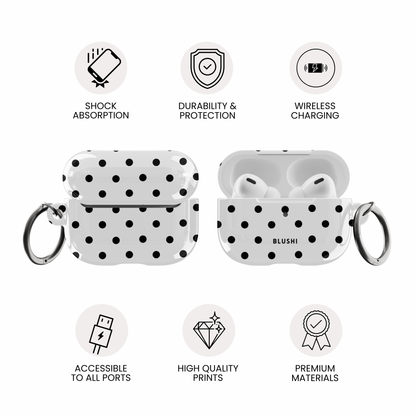 White & Black Polka Dots AirPods Case
