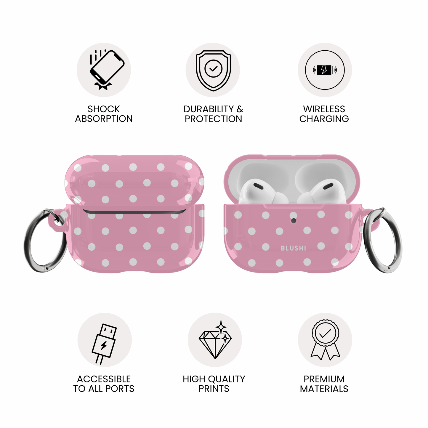 Pink & White Polka Dots AirPods Case