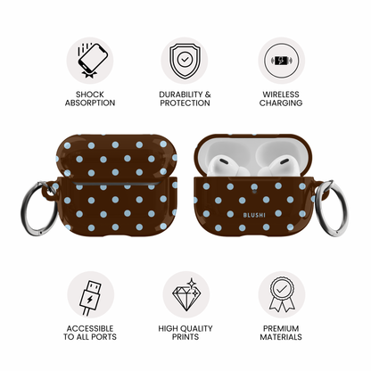 Brown & Blue Polka Dots AirPods Case