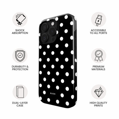 Black and White Polka Dot Magsafe iPhone Case by Blushi Cases