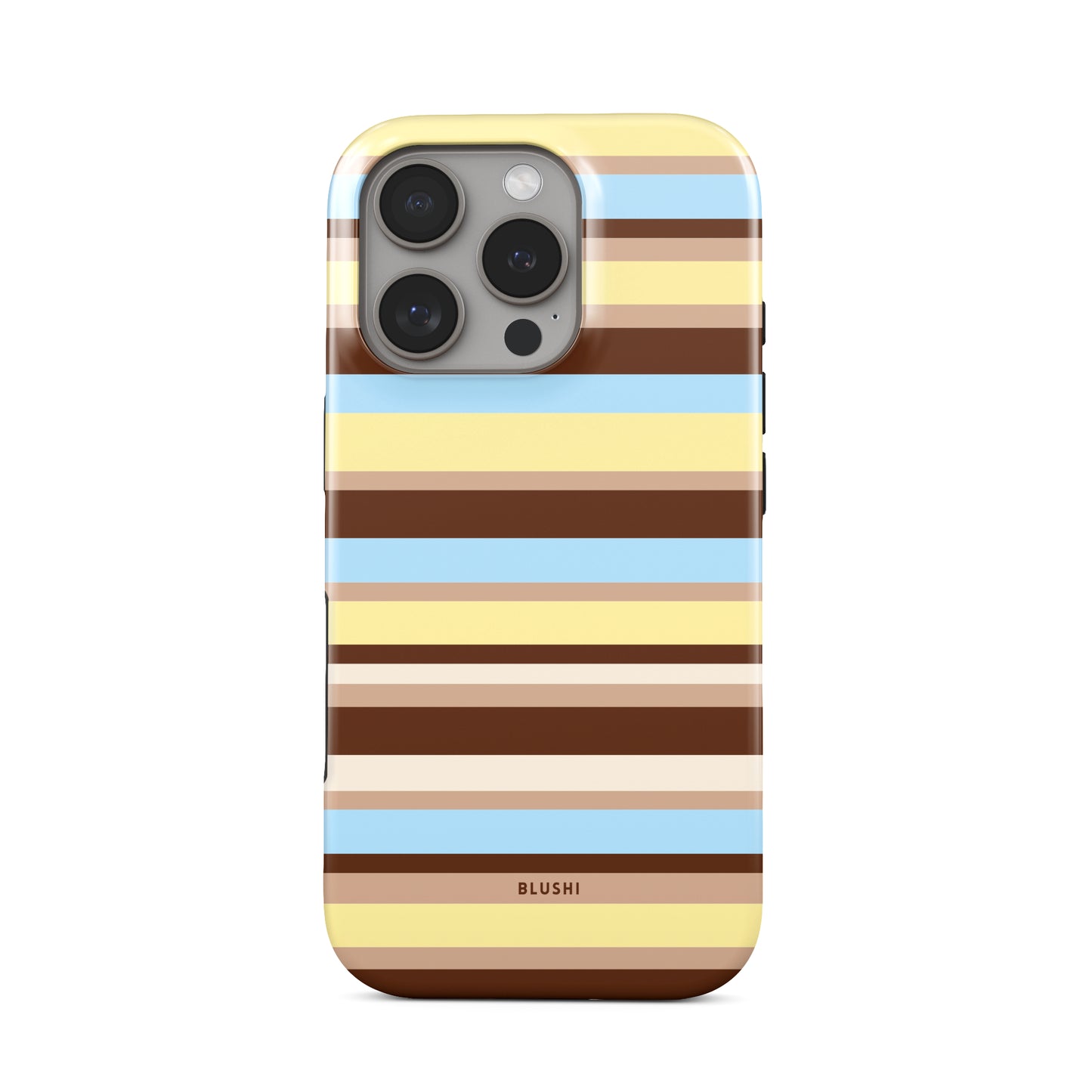 horizontal stripes phone case yellow brown sky blue