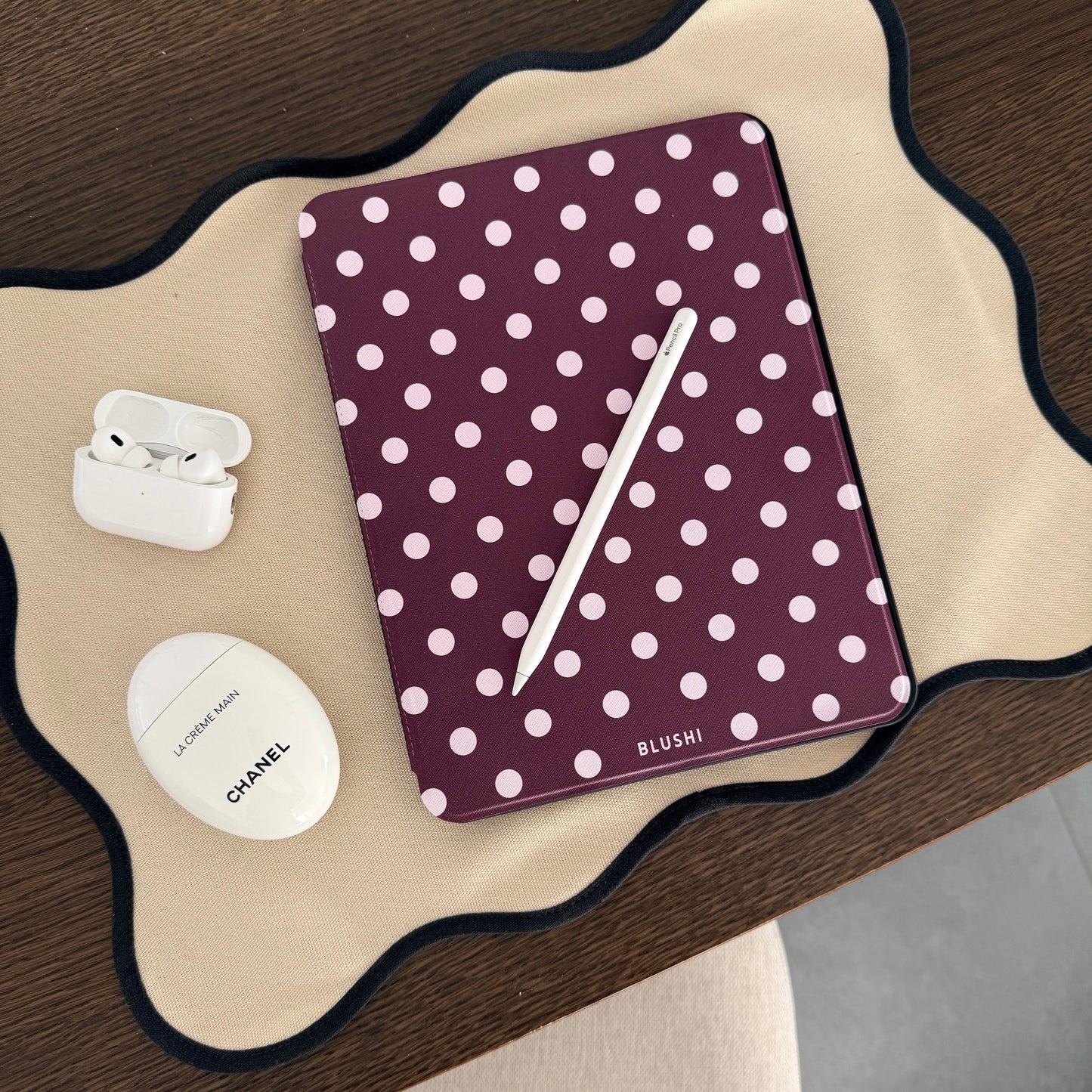 Polka Dots Burgundy & Pink⎪iPad Case
