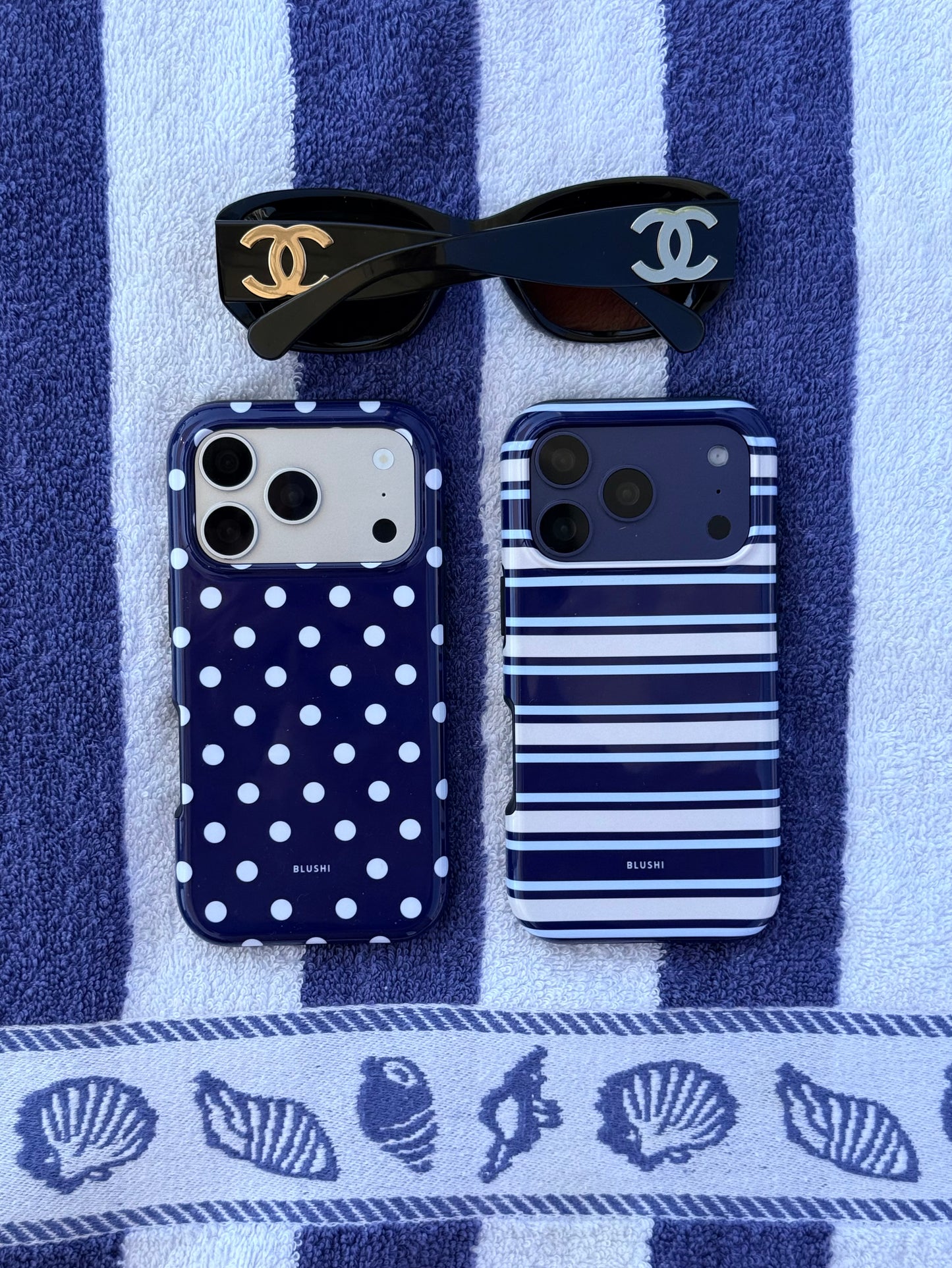 Polka Dot Phone Case⎪Navy Blue & White