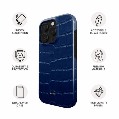 Navio Protective Case Color Navy Blue Croco – Blushi Cases