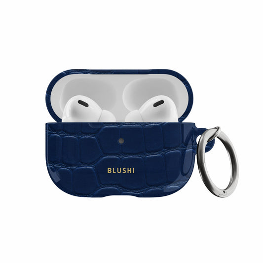 Navy Blue Croco AirPods Case