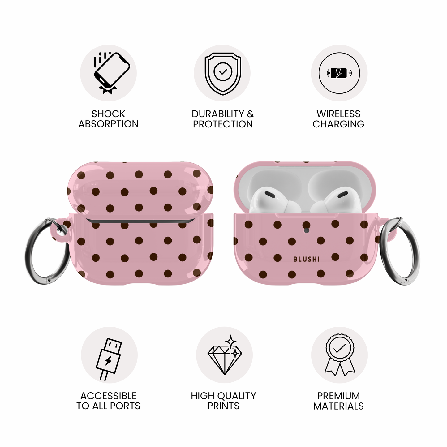 Pink & Brown Polka Dots AirPods Case