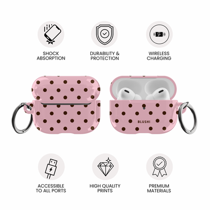 Pink & Brown Polka Dots AirPods Case