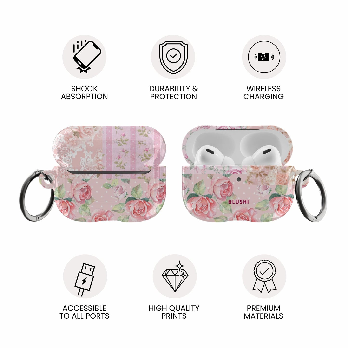 Étui AirPods à roses vintage