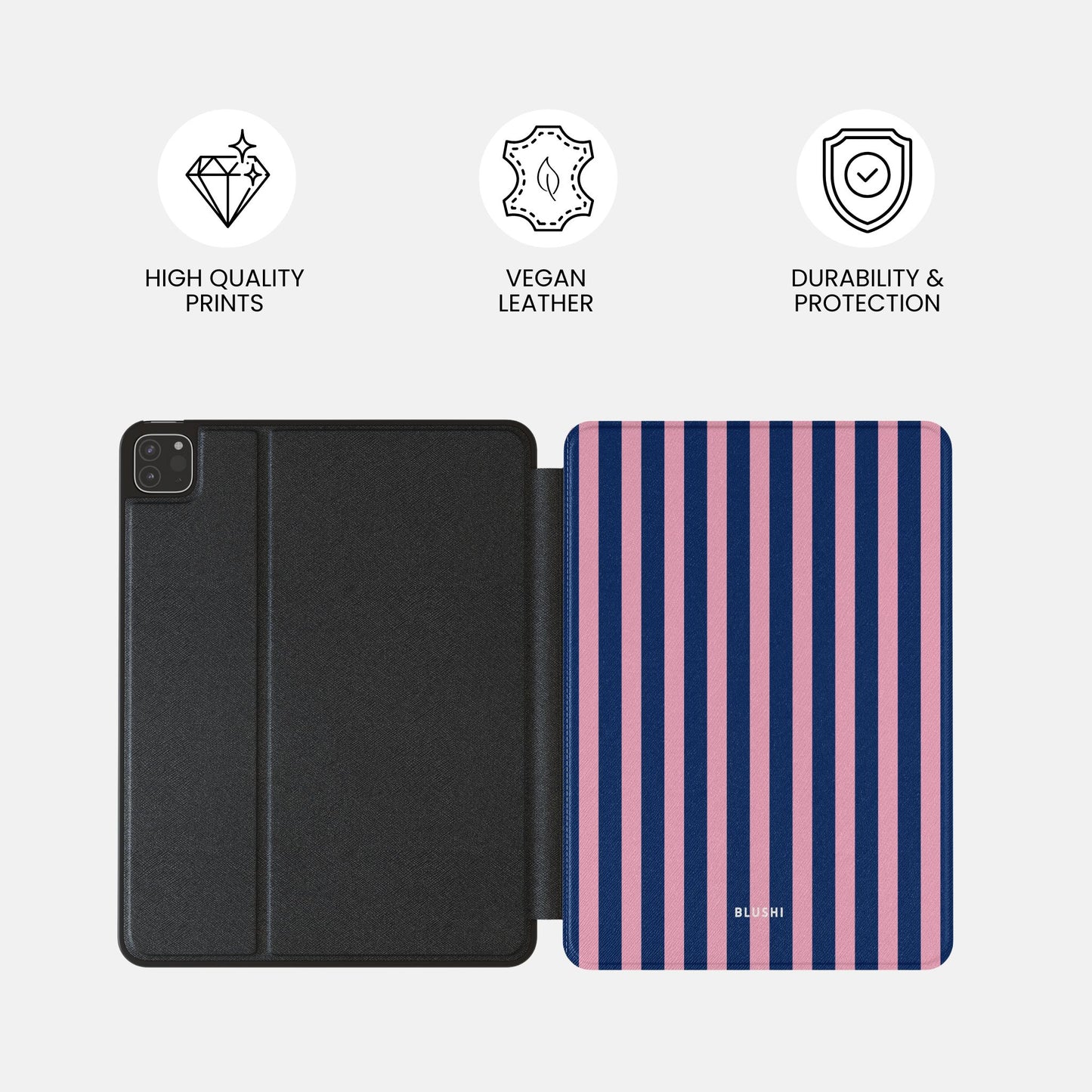 Pink & Navy Stripes iPad Case
