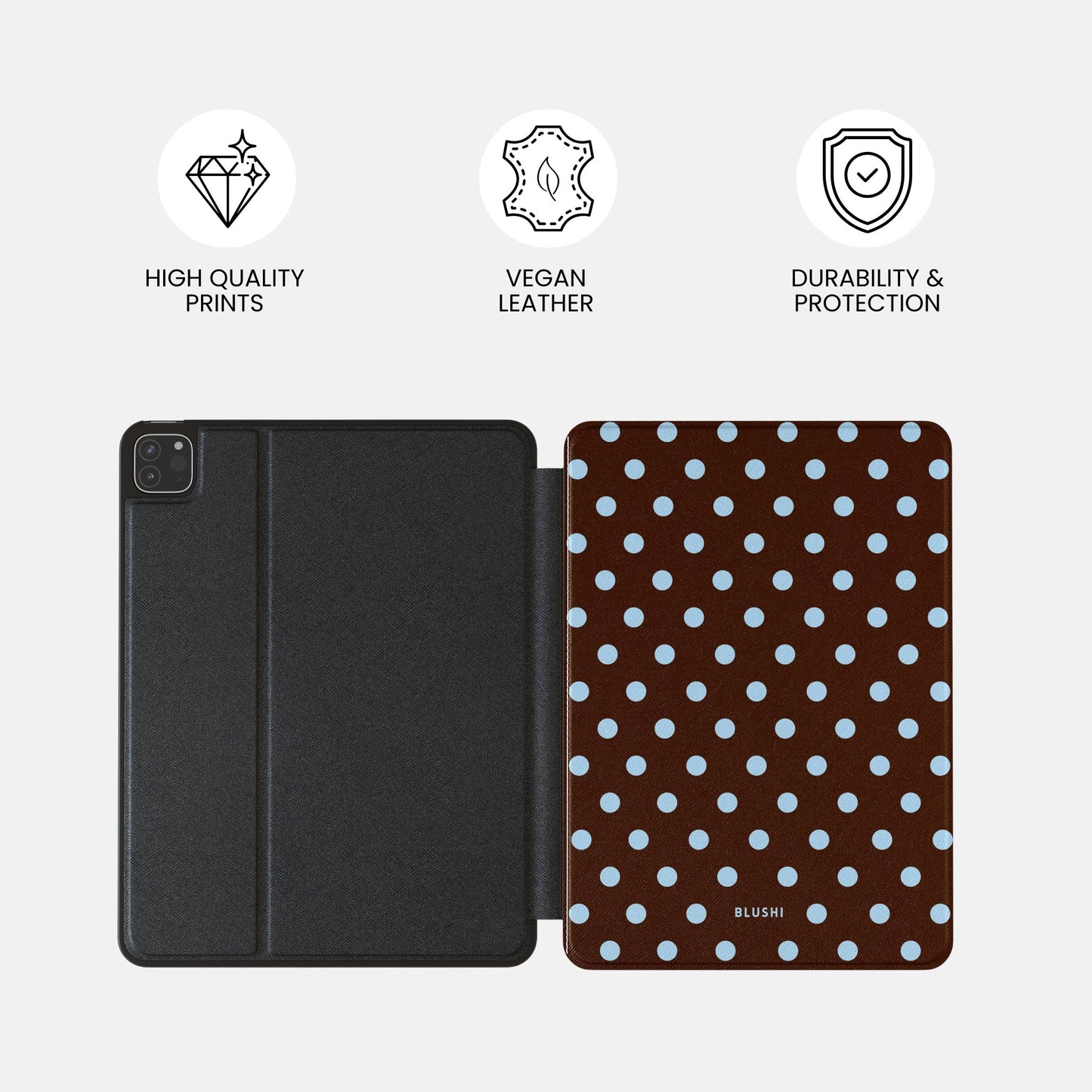 Polka Dot Brown & Blue - iPad Case