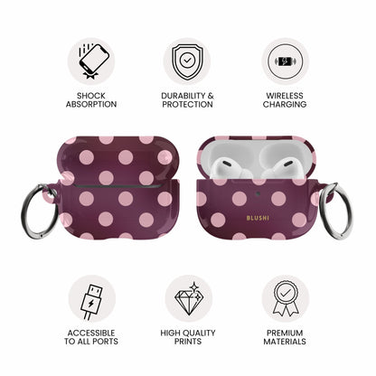 Étui AirPods Polka Dot Aura bordeaux et rose