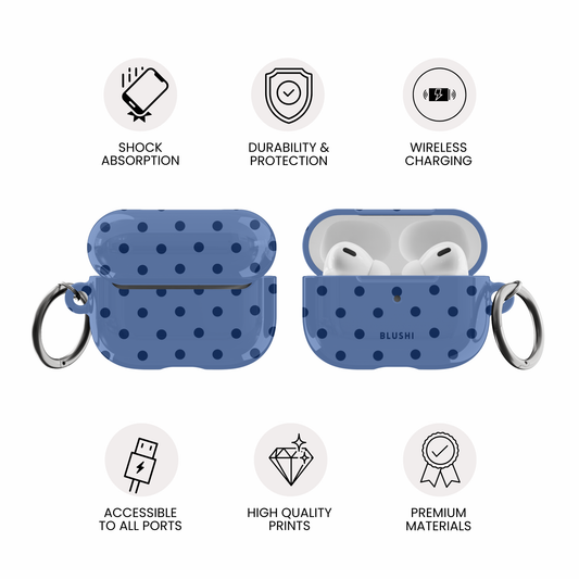 Blue & Navy Polka Dots AirPods Case