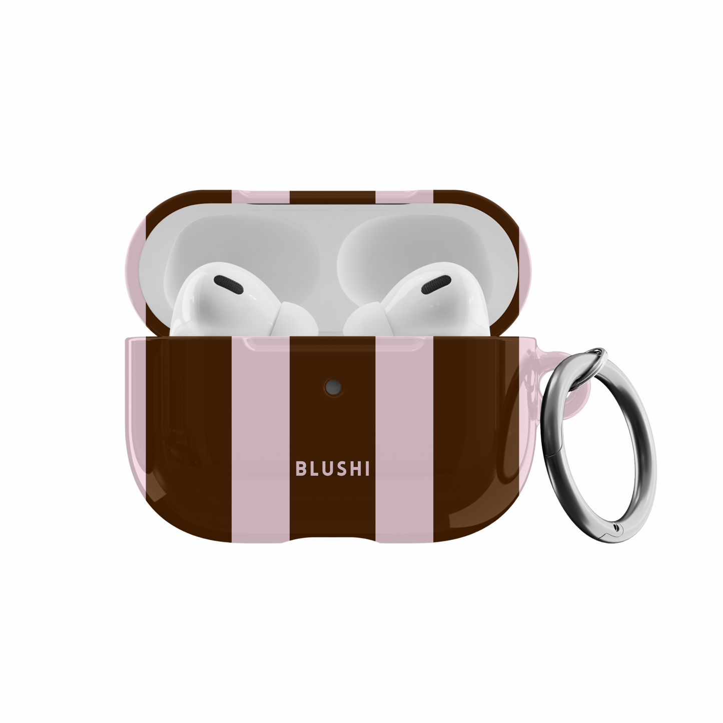 Mocha Blush Stripes AirPods Case