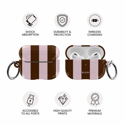 Mocha Blush Stripes AirPods Case