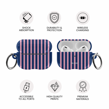 Pink & Navy Stripes AirPods Case