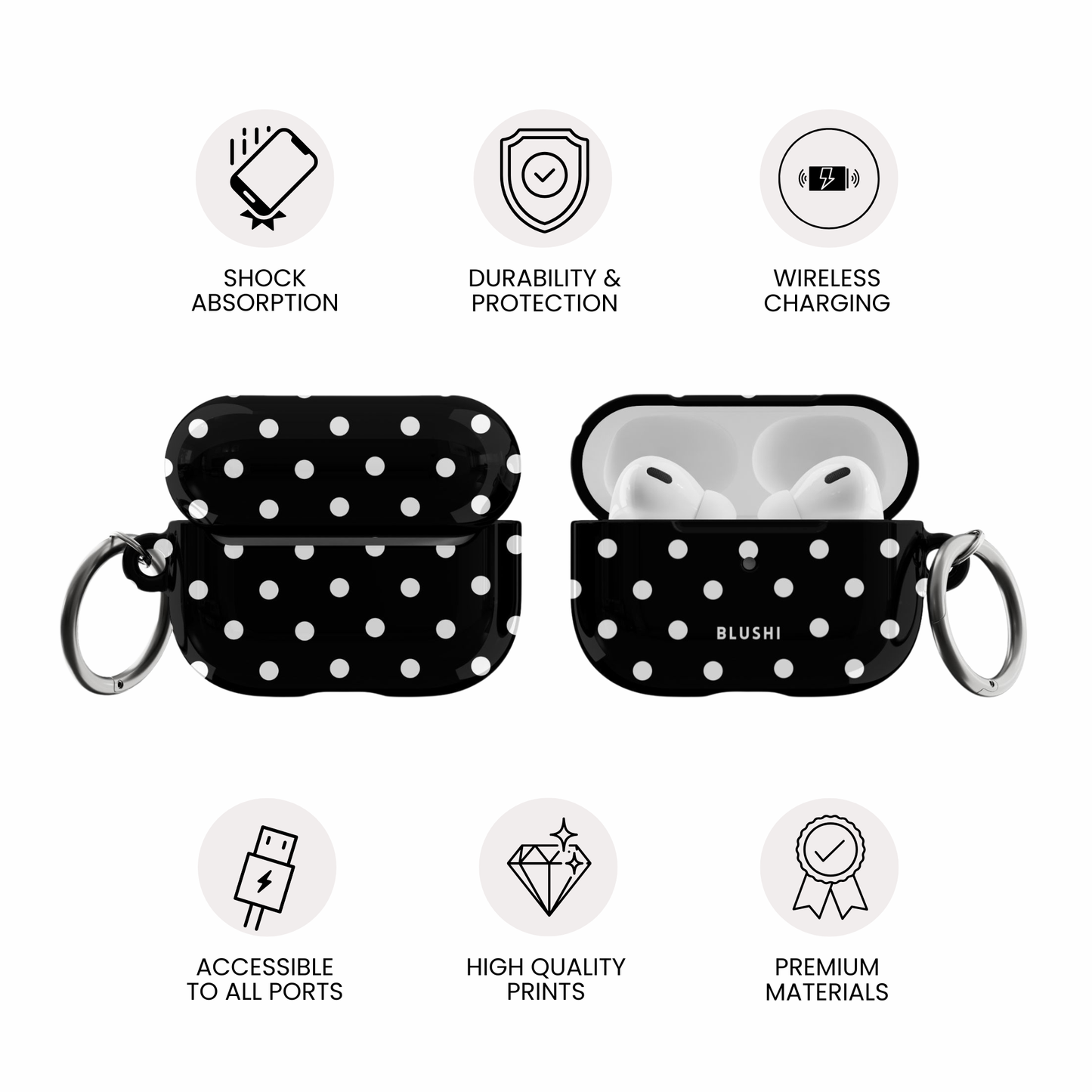 Polka Dots Black & White AirPods Case