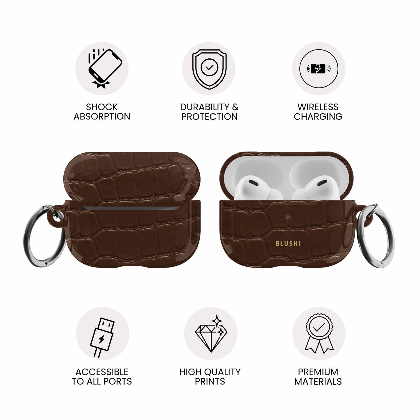 Brown Croco AirPods Case