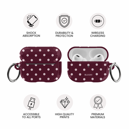Burgundy & Pink Polka Dots AirPods Tough Case