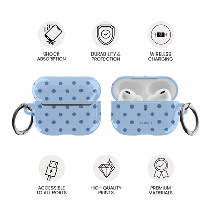 Light Blue Polka Dots AirPods Case