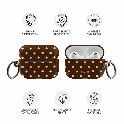 Brown & Pink Polka Dots AirPods Case