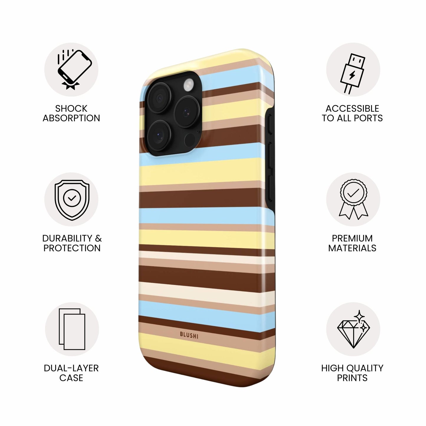 yellow brown blue striped iPhone case