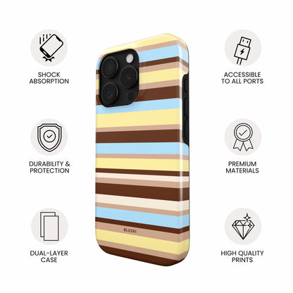 yellow brown blue striped iPhone case