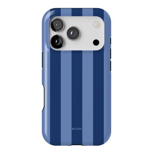 blue and navy striped iphone case