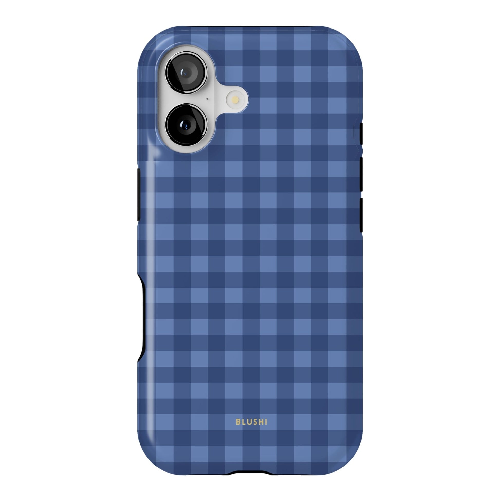 Blue gingham iPhone 17 case
