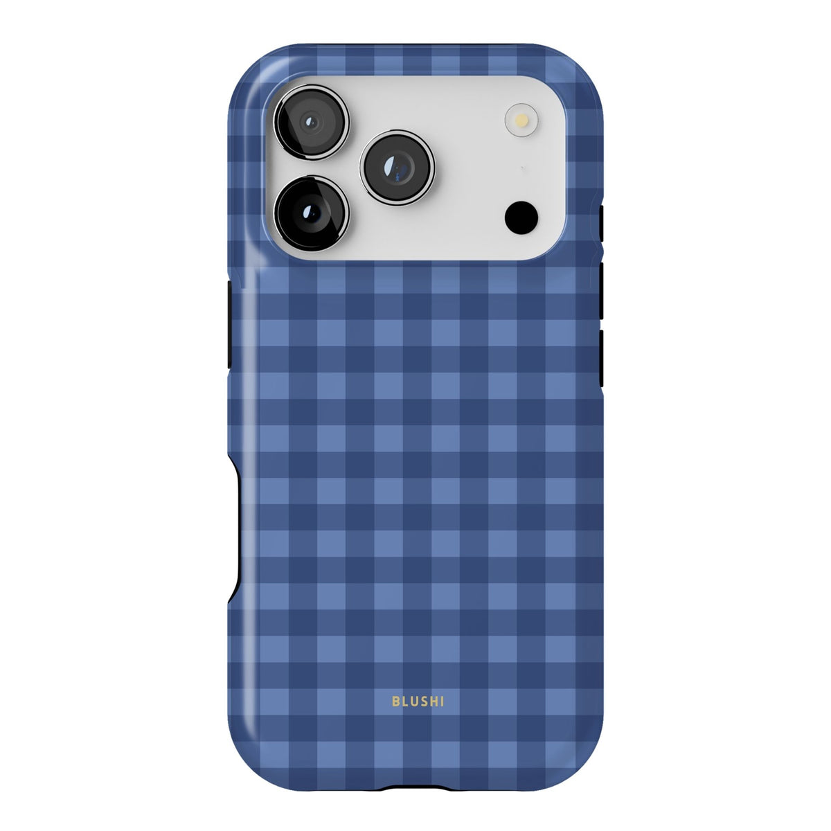 Blue gingham iPhone 17 Pro case
