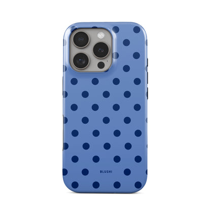 Blue and navy blue polka dot iphone 16 pro case – blushi 