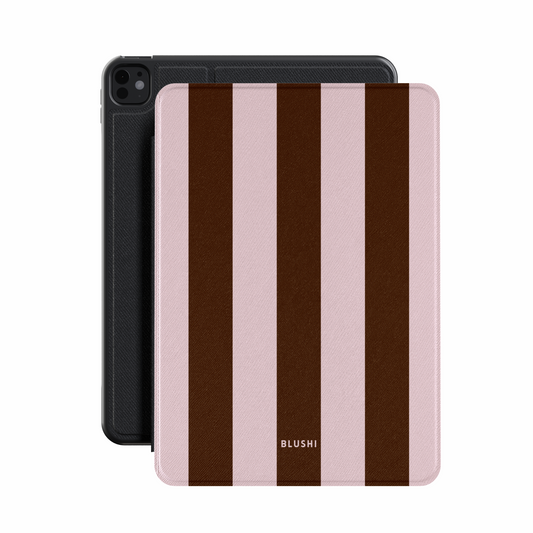 Mocha Blush Stripes - iPad Case
