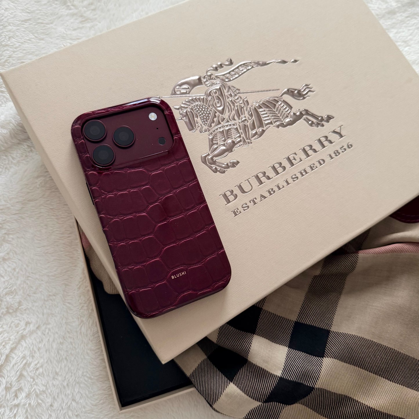 burgundy croco animal print magsafe iphone case