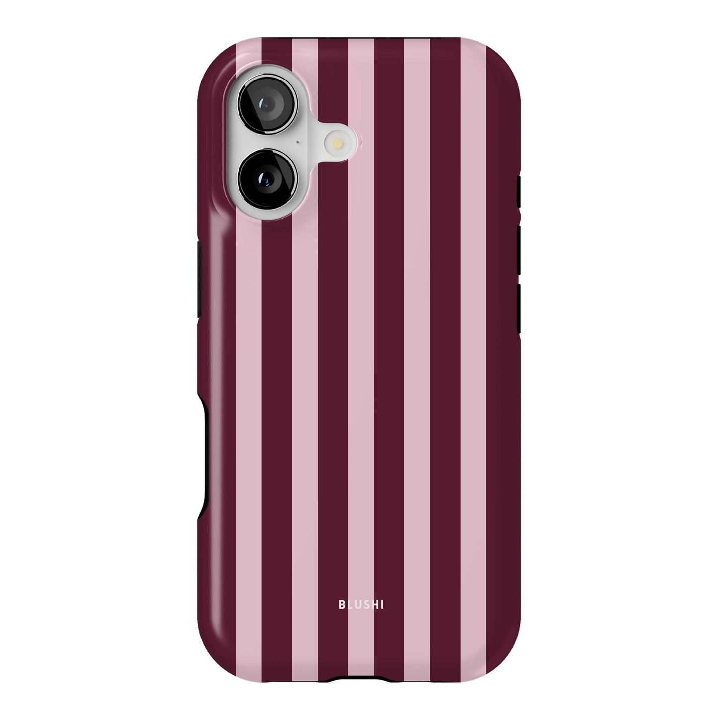 burgundy and pink striped iphone 17 case