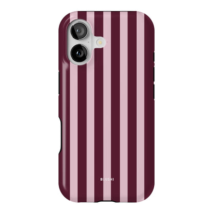 burgundy and pink striped iphone 17 case