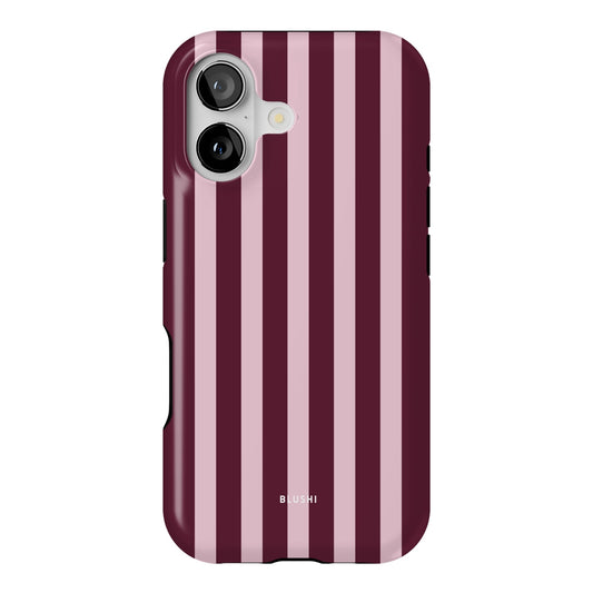 burgundy and pink striped iphone 17 case