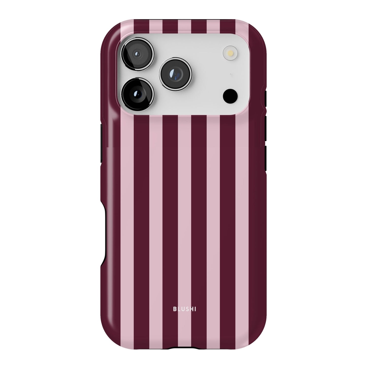 burgundy and pink striped iphone 17 pro case