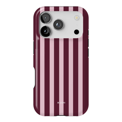 burgundy and pink striped iphone 17 pro case