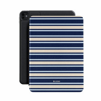 Blue & cream striped ipad ase