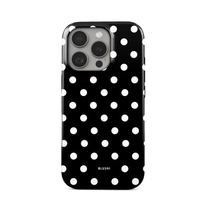 Black and White Polka Dot  iPhone 16 Pro Case by Blushi Cases